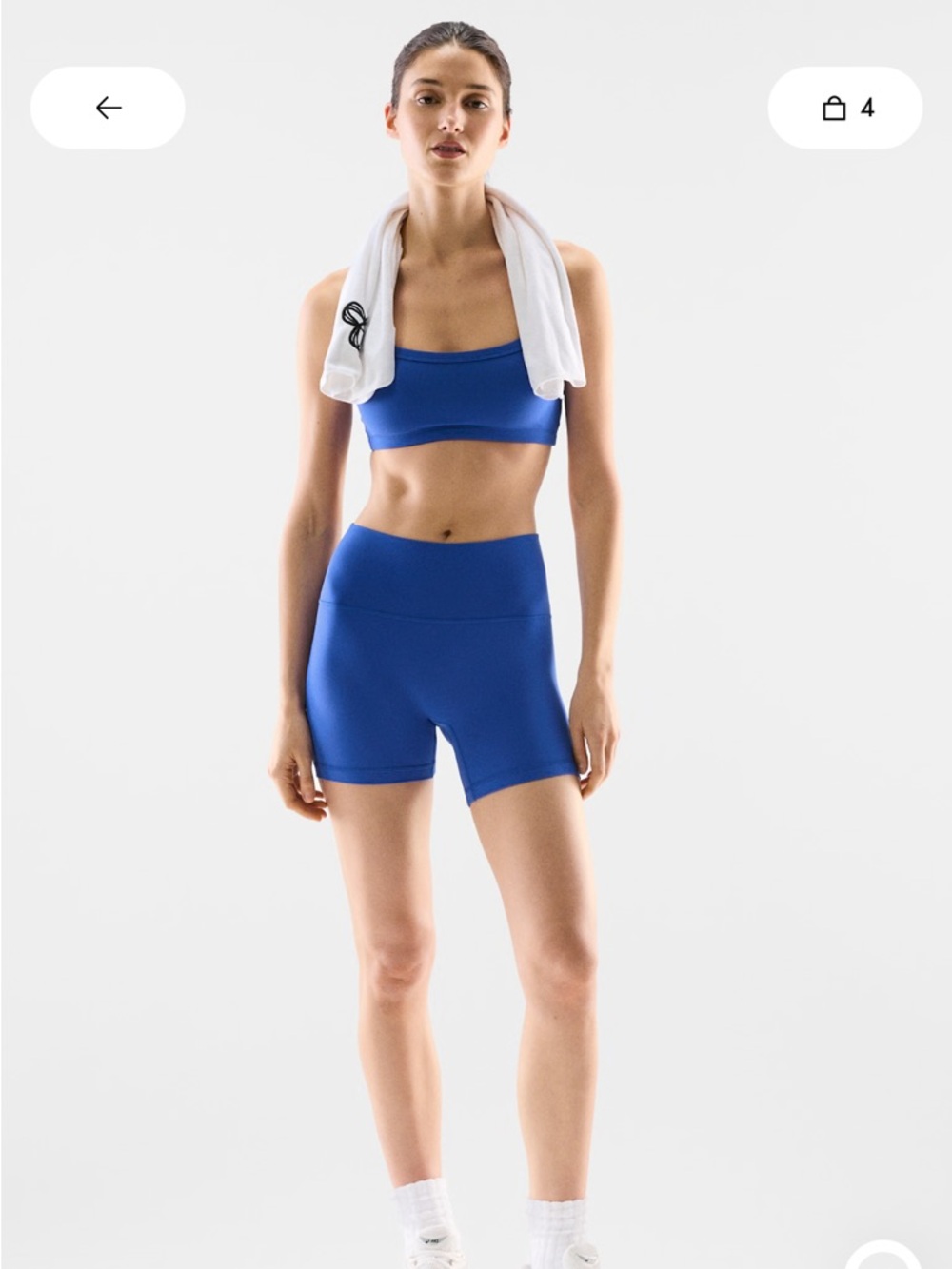 Butter Tumbler High-Waist Bike Shorts + Sports Bra in Royal Blue